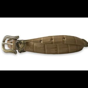 Brighton Classics Leather Croc Embossed Belt Women's Size Medium Tan